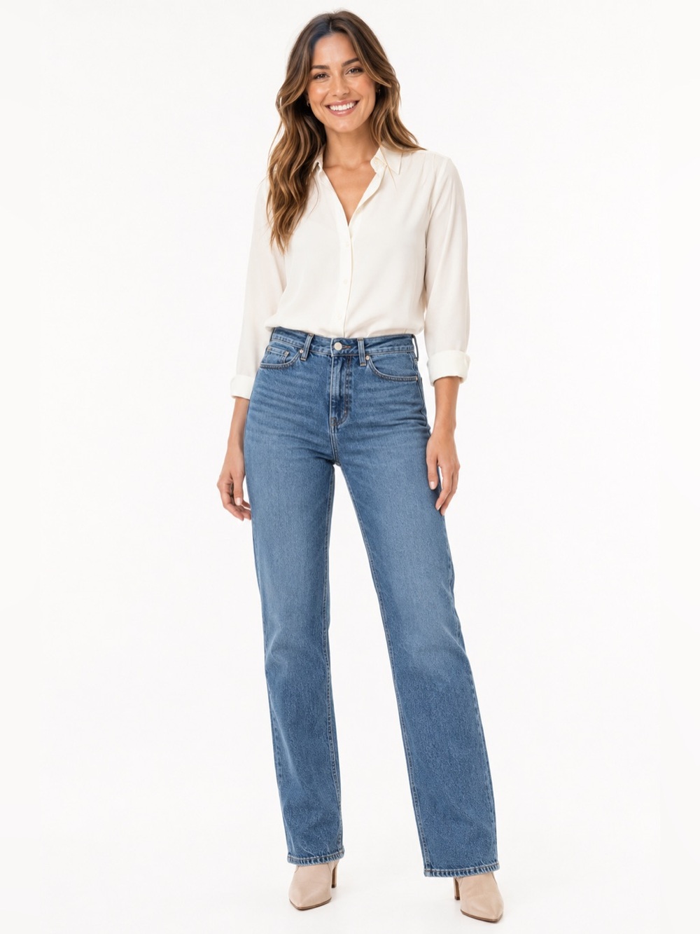 HABITUAL PEYTON WOMENS DENIM STRAIGHT LEG BLUE JEAN PANTS SIZE 8/29